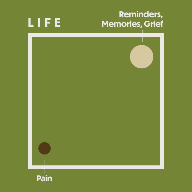 Over time, the pain doesn't go away; reminders, memories, and grief still exist. But our lives expand to carry it.